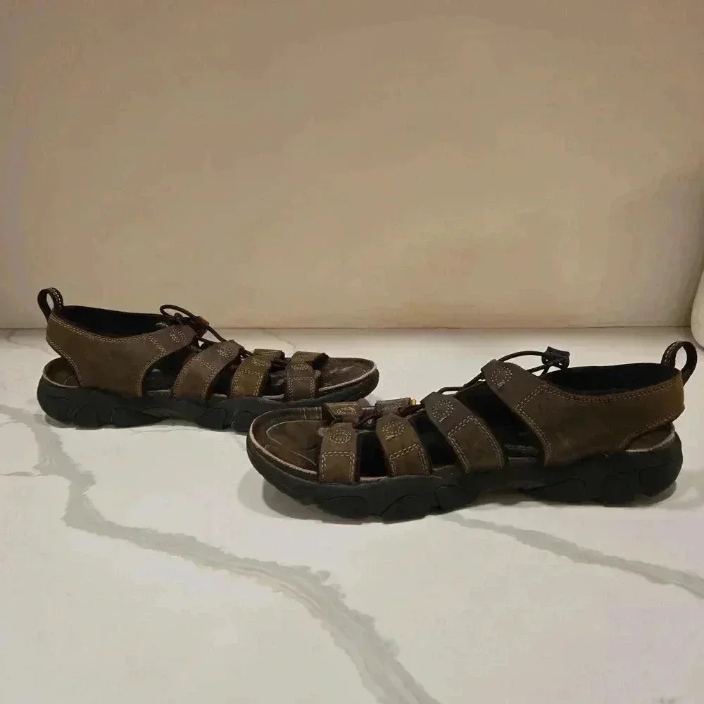 Keen Daytona Mens Leather Waterproof Open Toe Hiking Sandals Brown Size 12
